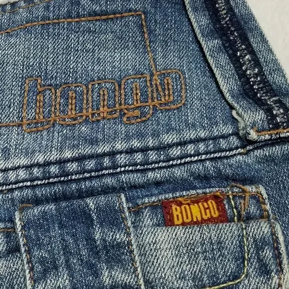 VINTAGE Y2K Bongo Distressed High Rise Stretchy Denim Mini Skirt Wide Belt Loops - Picture 11 of 12